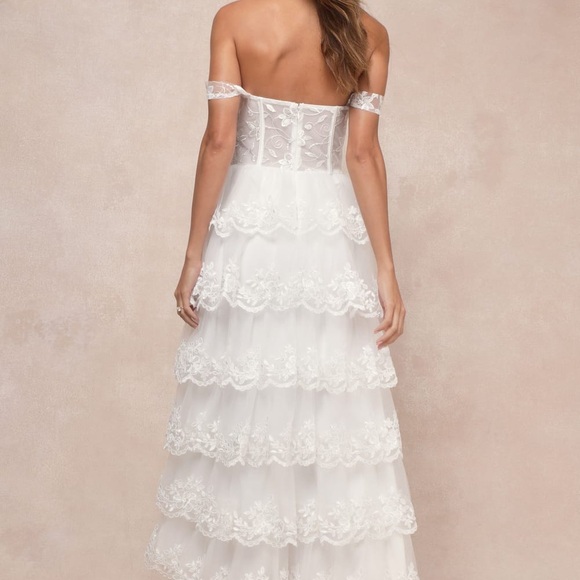 Lulus Chic White Lace Off-Shoulder Dress - Picture 4 of 9